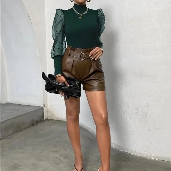 Green mesh dot sleeve bodysuit - Picture 8 of 16